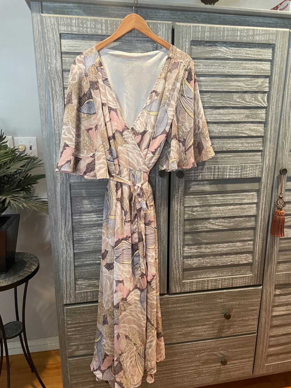 Women's Pink Floral Wrap Tea Party Dress